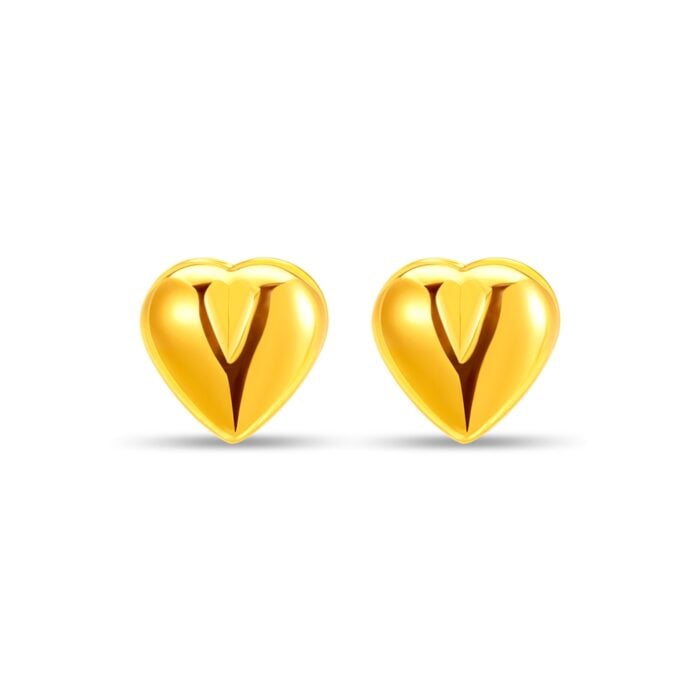 Silvère 925 Silver Glossy Heart Stud Earrings