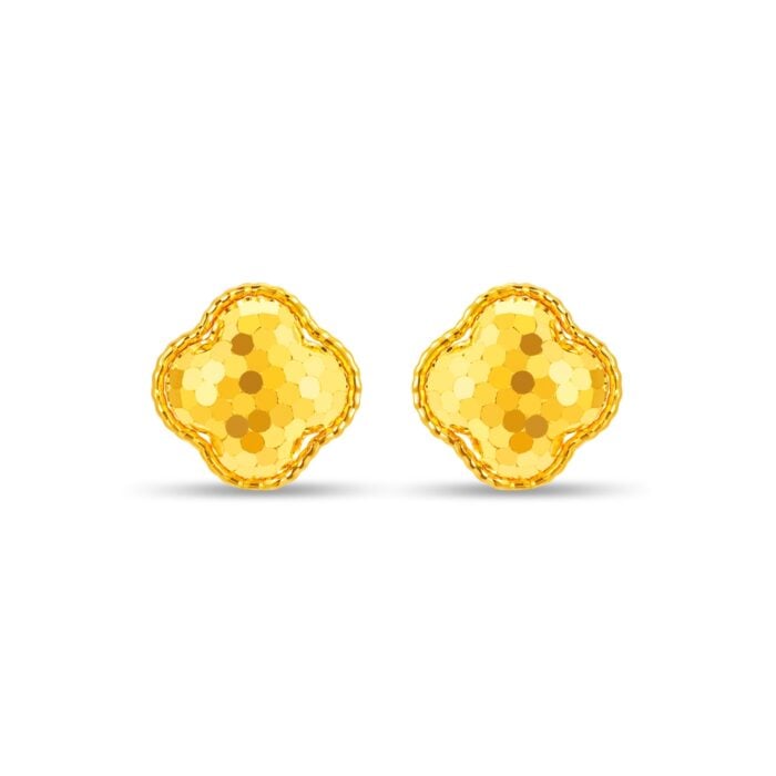 Lustrous Frosty Clover 999 Pure Gold Earrings