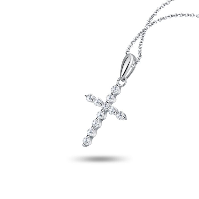 Everlasting Light Diamond Cross 10K White Gold Pendant