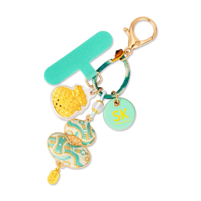 Evergreen Vitality Hulu Brocade 999 Pure Gold Keychain