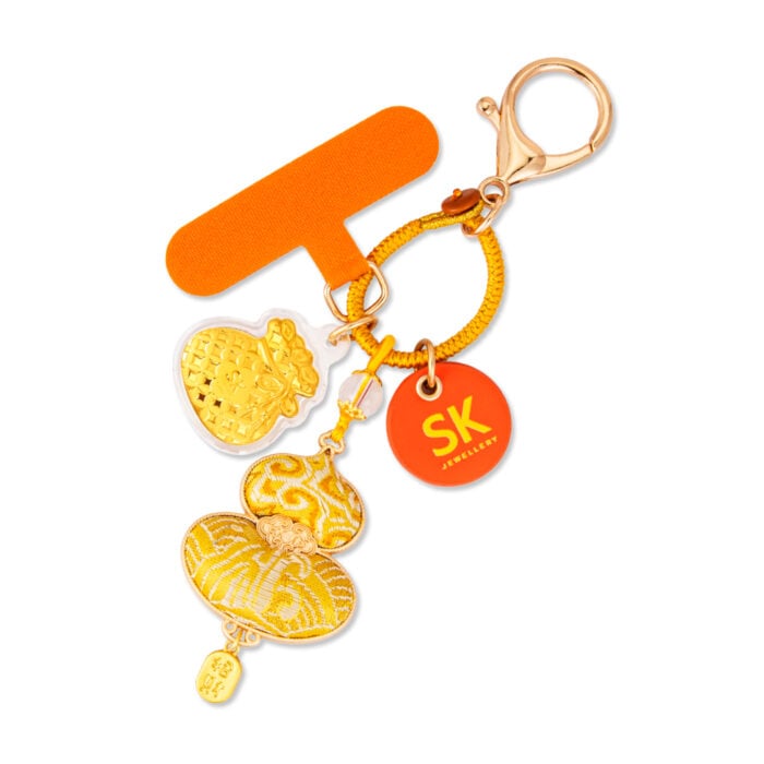 Citrus Fortune Hulu Brocade 999 Pure Gold Keychain