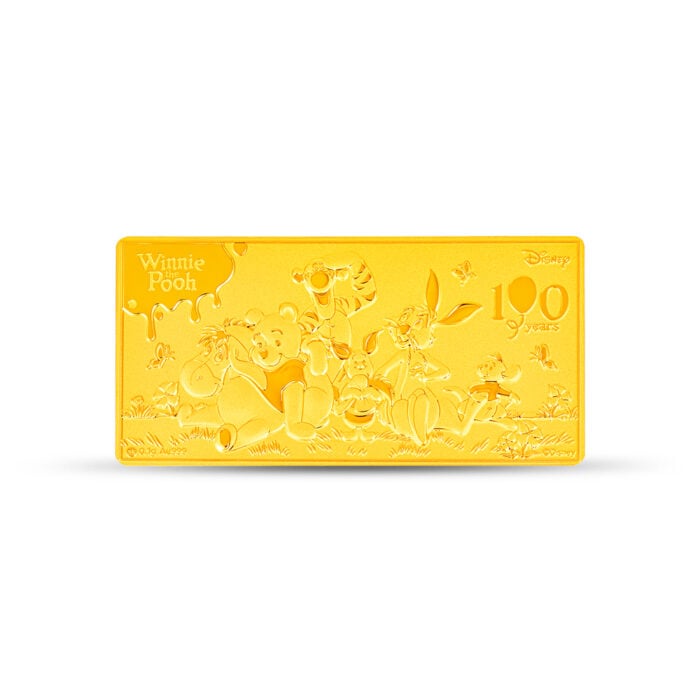 Disney Winnie-the-Pooh 100th Anniversary Figurine 999 Pure Gold Bar (0.1g)