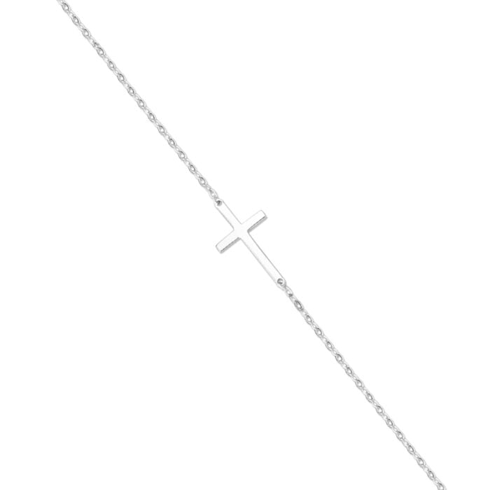 Cross Link Elegance 10K White Gold Bracelet