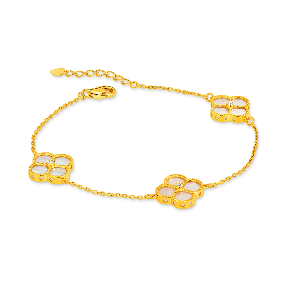 Mother of Pearl Golden Bloom 916 Gold Bracelet in 916 Gold - SK Jewellery