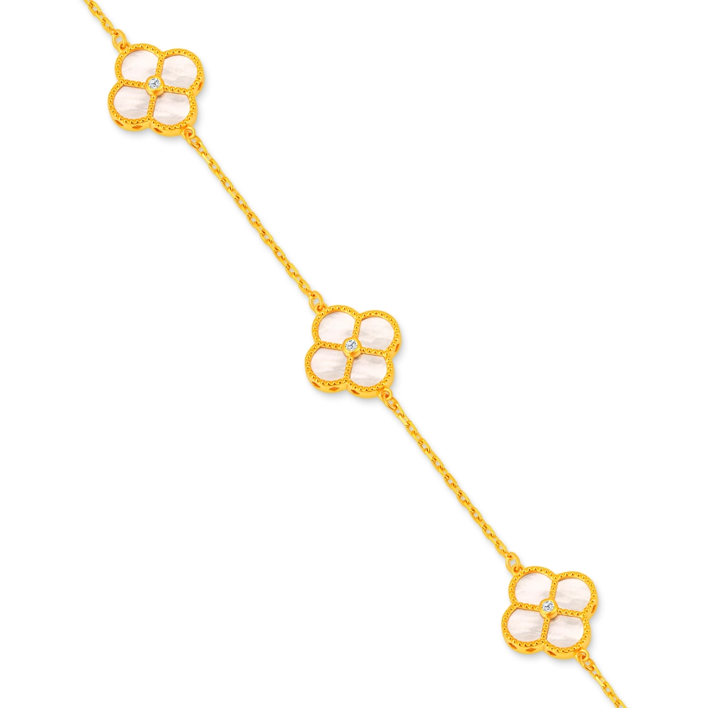 Mother of Pearl Golden Bloom 916 Gold Bracelet in 916 Gold - SK Jewellery