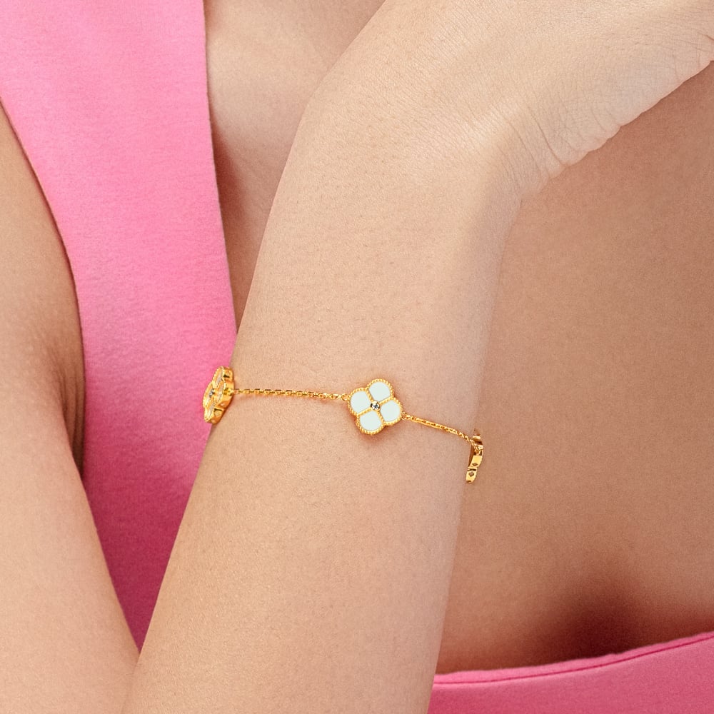 Mother of Pearl Golden Bloom 916 Gold Bracelet in 916 Gold - SK Jewellery