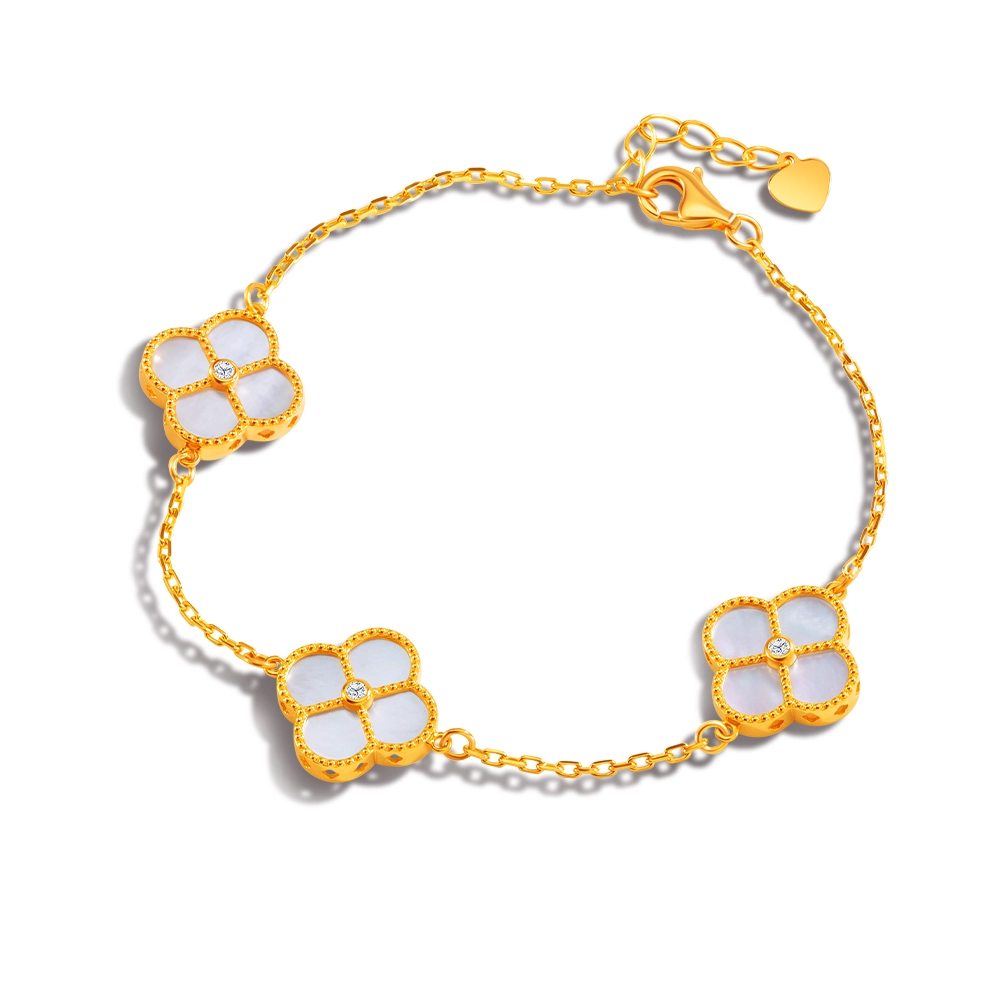 Mother of Pearl Golden Bloom 916 Gold Bracelet in 916 Gold - SK Jewellery