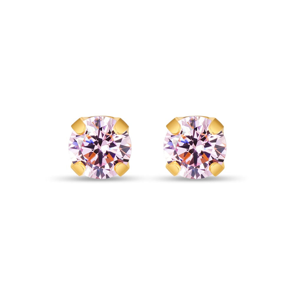 Twinkle Pink Gem Stainless Steel Kids Earrings in Stainless Steel - SK Jewellery