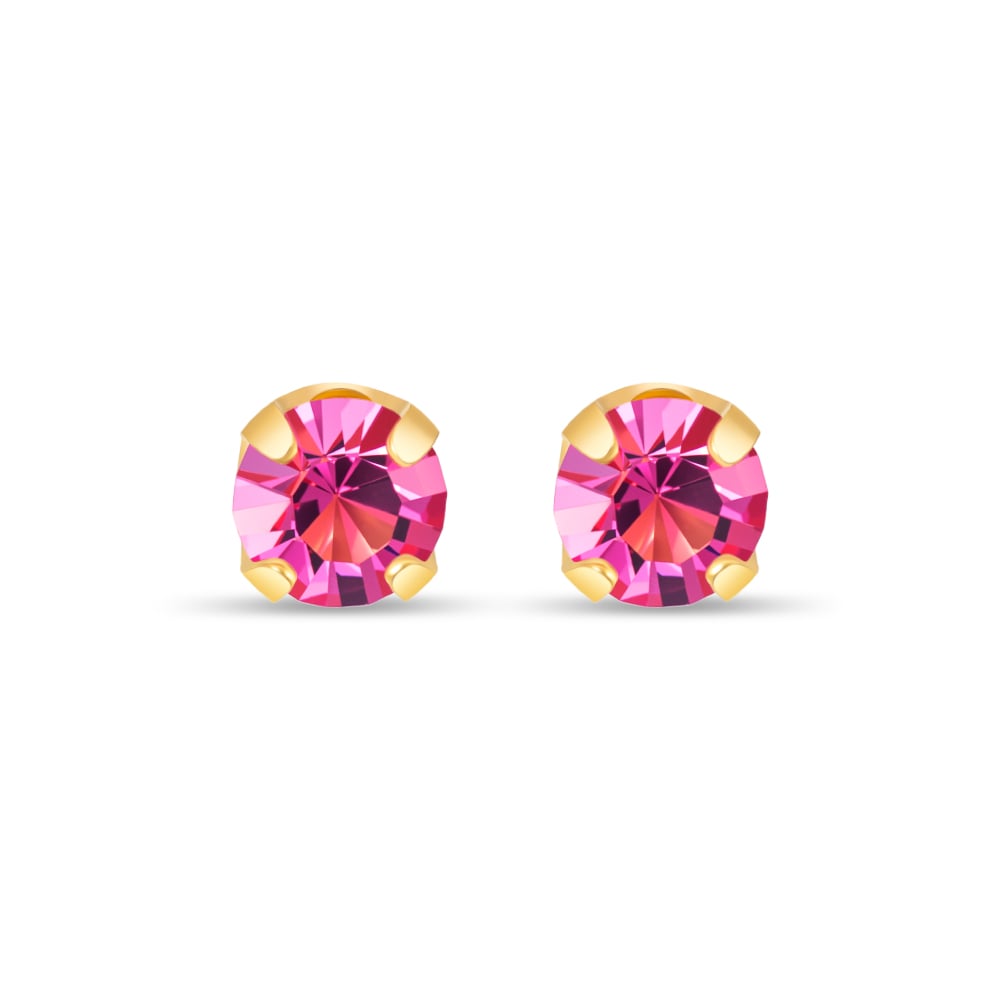 Pretty Pink Gem Stainless Steel Kids Earrings in Stainless Steel - SK Jewellery