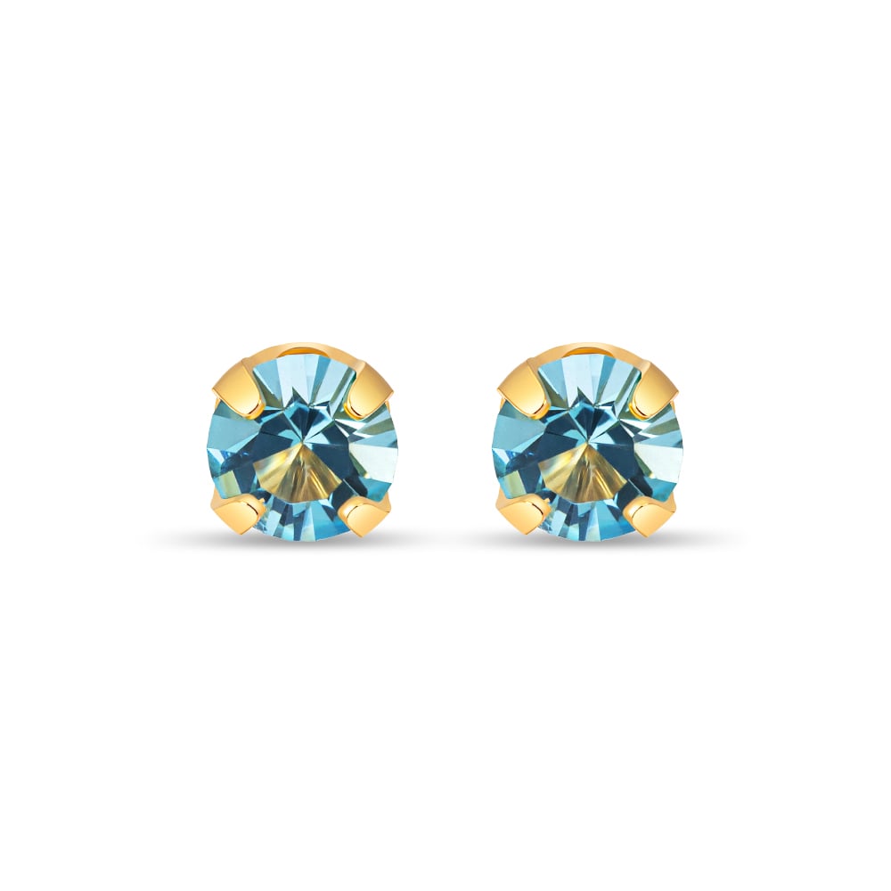 Pretty Blue Gem Stainless Steel Kids Earrings in Stainless Steel - SK Jewellery