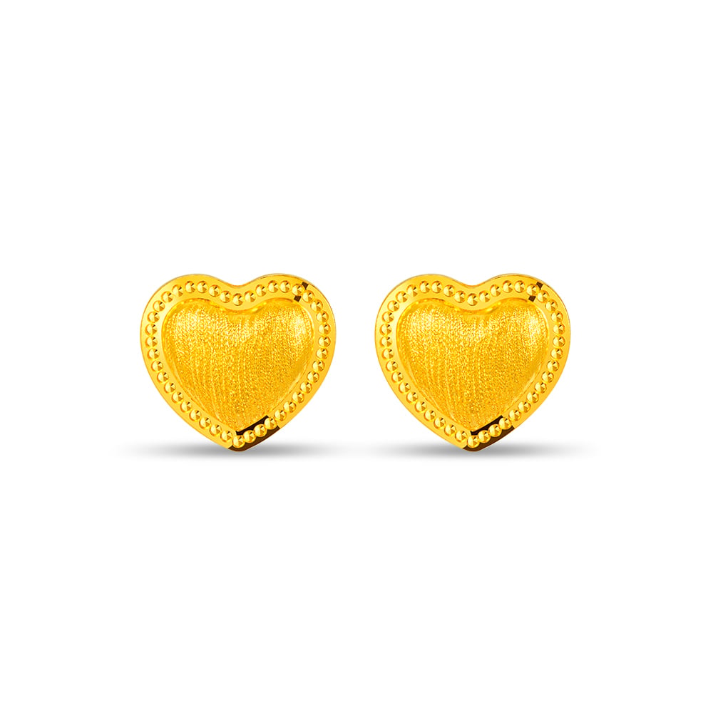 Enduring Love Heart 999 Pure Gold Earrings in 999 Pure Gold - SK Jewellery