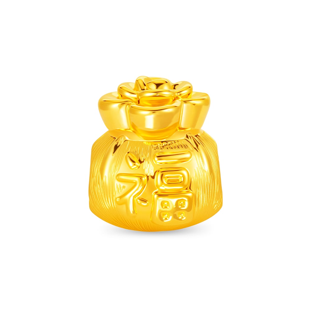 Wealth Prosperity Pouch 999 Pure Gold Charm in 999 Pure Gold - SK Jewellery