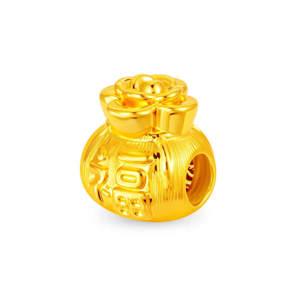 Wealth Prosperity Pouch 999 Pure Gold Charm in 999 Pure Gold - SK Jewellery