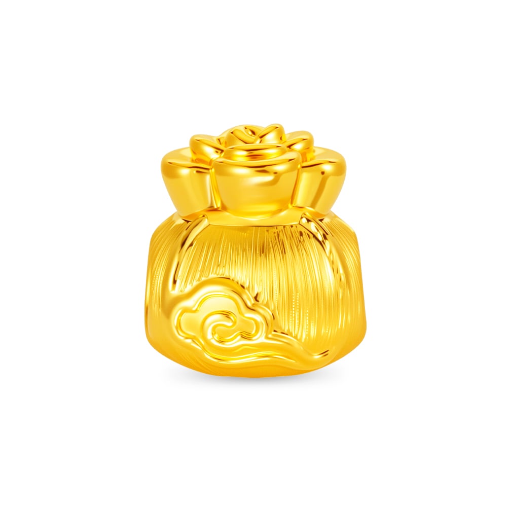 Wealth Prosperity Pouch 999 Pure Gold Charm in 999 Pure Gold - SK Jewellery
