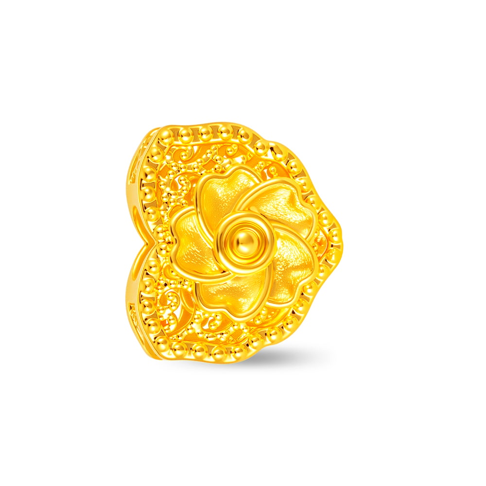 Floral Lace Treasure 999 Pure Gold Charm in 999 Pure Gold - SK Jewellery