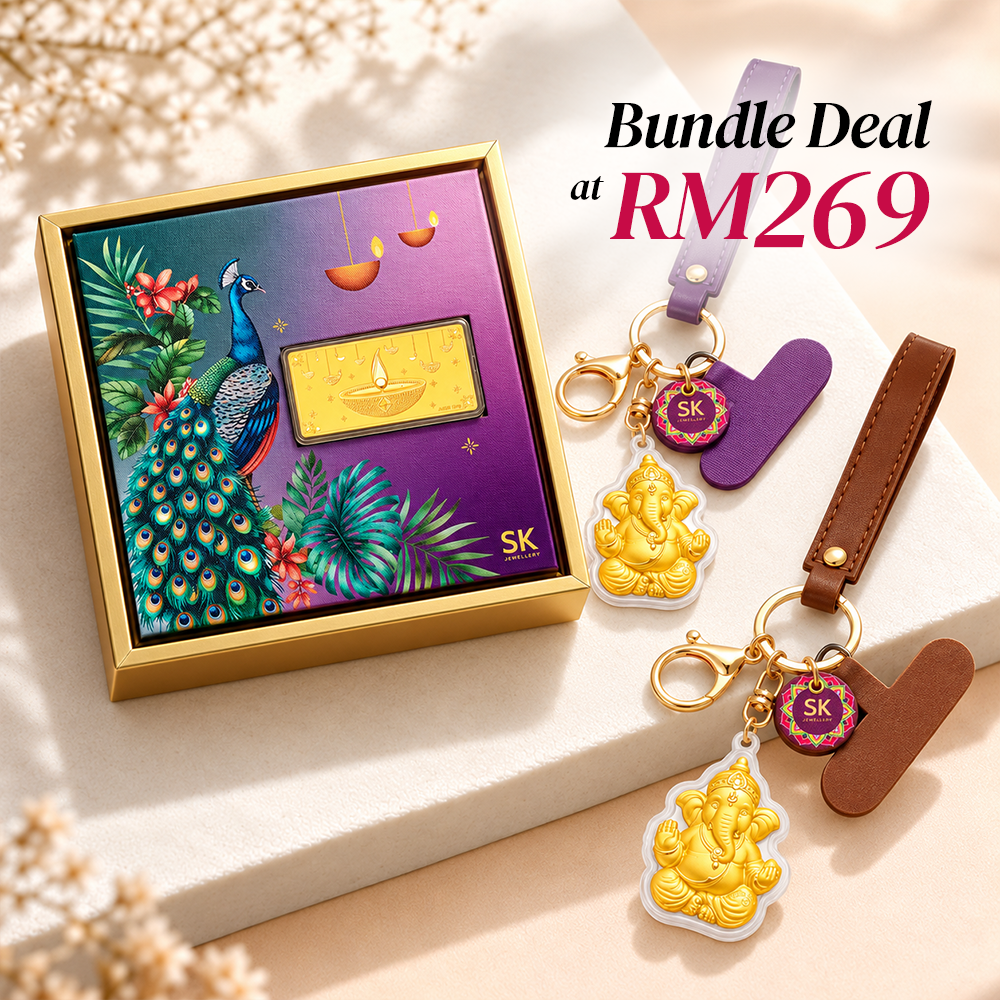 Festivals of Lights & Ganesha Blessings 999 Pure Gold Gift Bundle in 999 Pure Gold - SK Jewellery