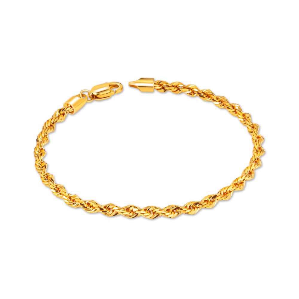 Spiral Solid Rope Chain 916 Gold Bracelet in 916 Gold - SK Jewellery