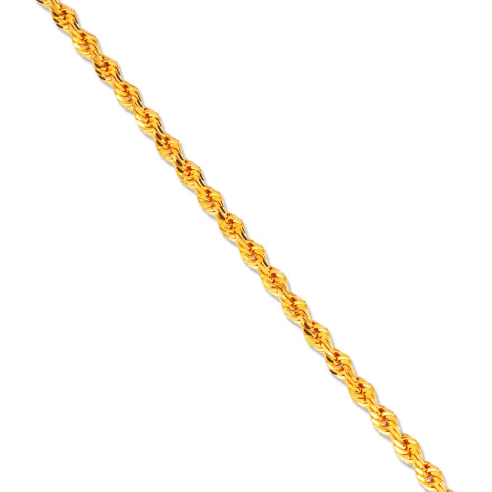Spiral Solid Rope Chain 916 Gold Bracelet in 916 Gold - SK Jewellery