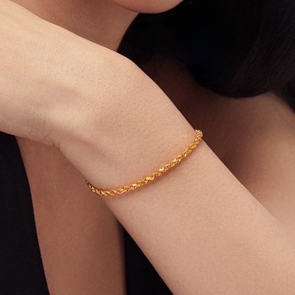 Spiral Solid Rope Chain 916 Gold Bracelet in 916 Gold - SK Jewellery