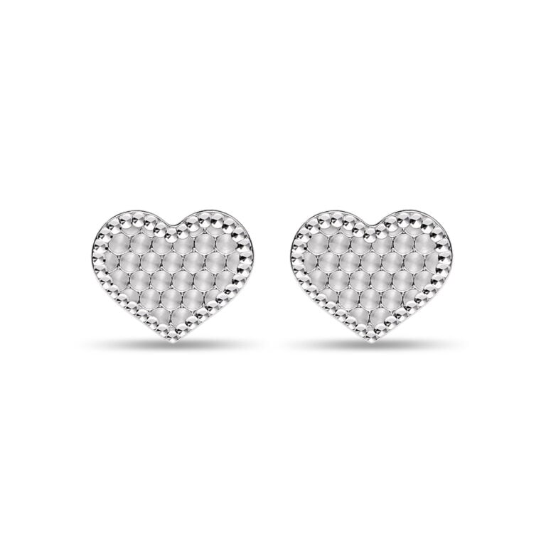 Heart Mosaic 10K White Gold Earrings