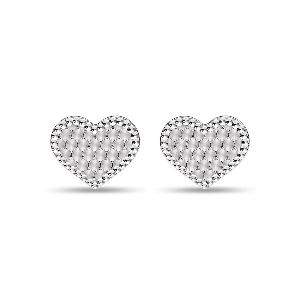 Heart Mosaic 10K White Gold Earrings in 10K Gold - SK Jewellery