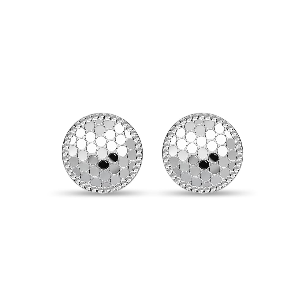 Circle Mosaic 10K White Gold Earrings in 10K Gold - SK Jewellery