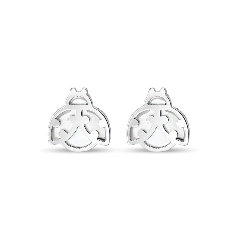 Lucky Ladybug 10K White Gold Earrings