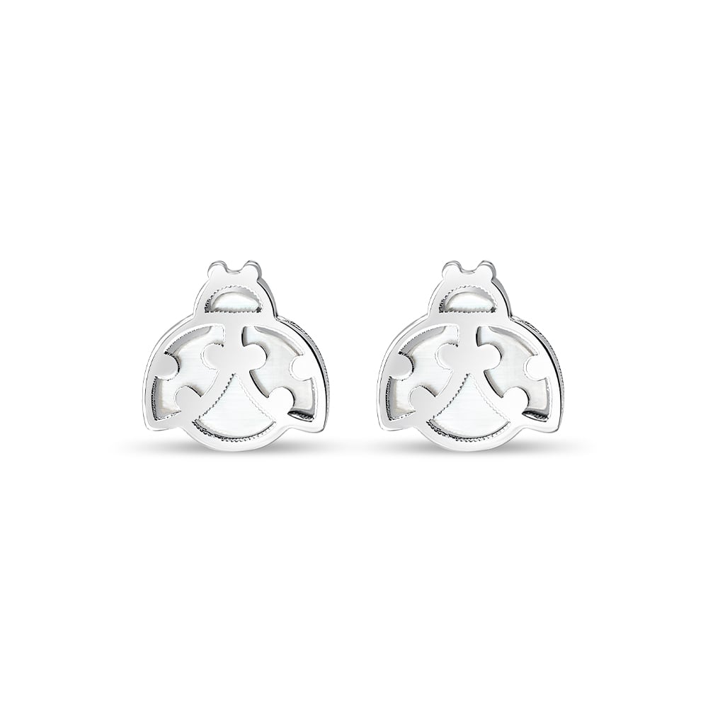 Lucky Ladybug 10K White Gold Earrings in 10K Gold - SK Jewellery