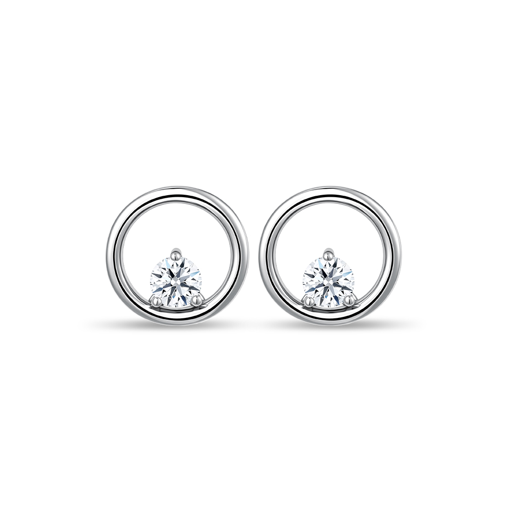 Circle Poise 10K White Gold Diamond Earrings in 10K Gold - SK Jewellery