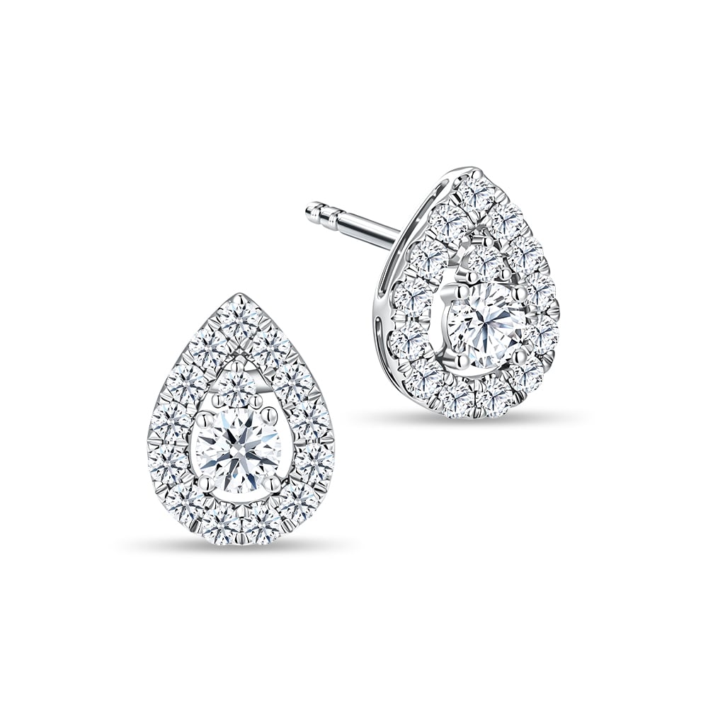 Dewdrop Glow 10K White Gold Diamond Earrings