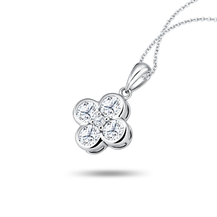 Clover Kiss 10K White Gold Diamond Pendant