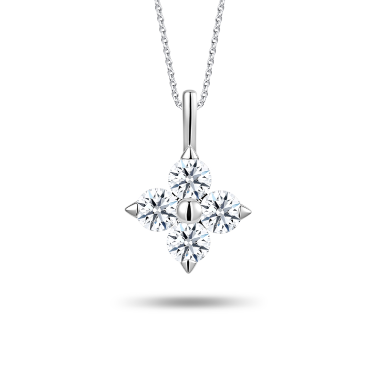 Clover Edge 10K White Gold Diamond Pendant