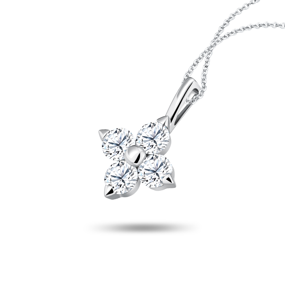 Clover Edge 10K White Gold Diamond Pendant