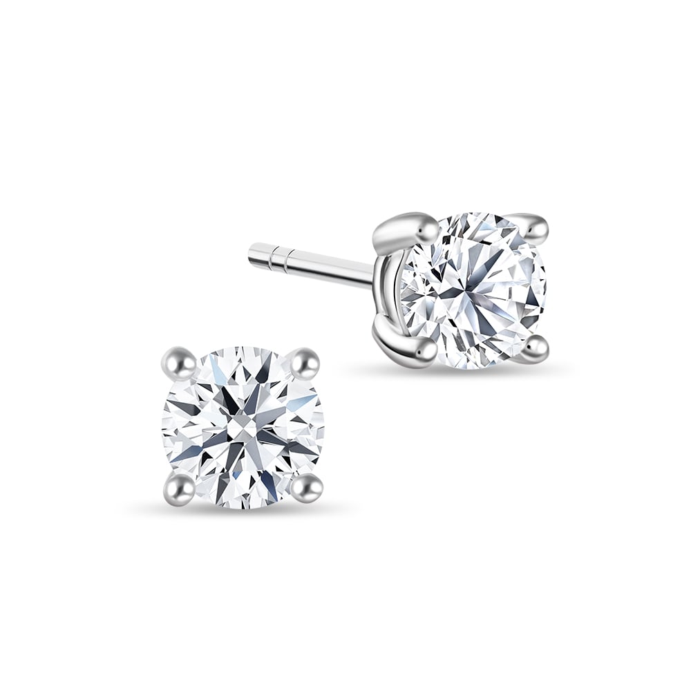 Star Carat 4-Prong 1.0CT Classic Diamond Earrings in 10K Gold - SK Jewellery