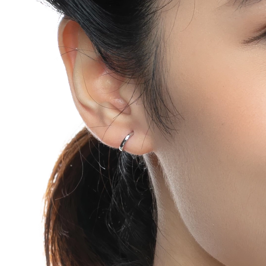 Classic Hoop 14K White Gold Huggie Earrings