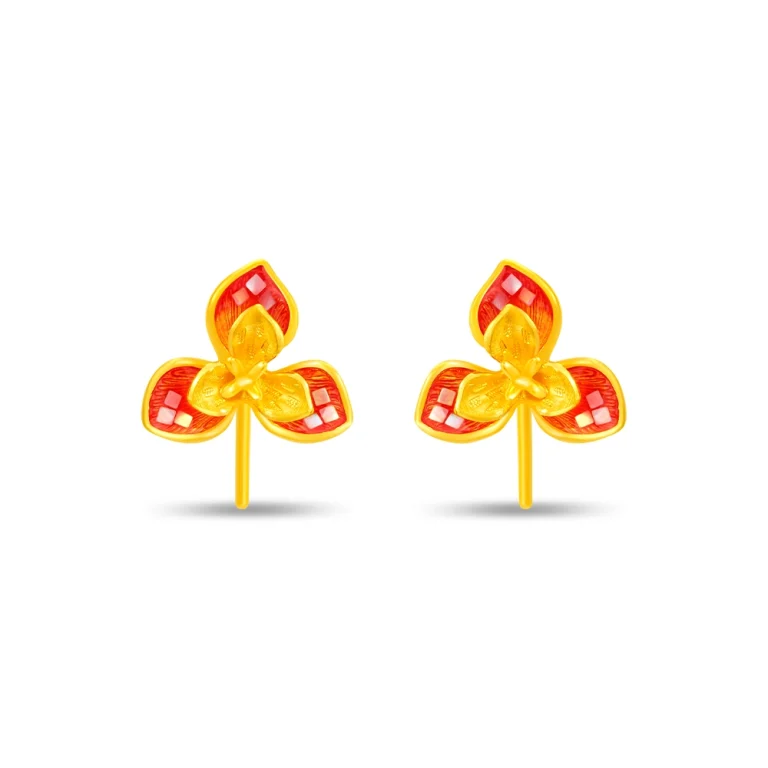 Jubilee Orchid Heritage 999 Pure Gold Earrings