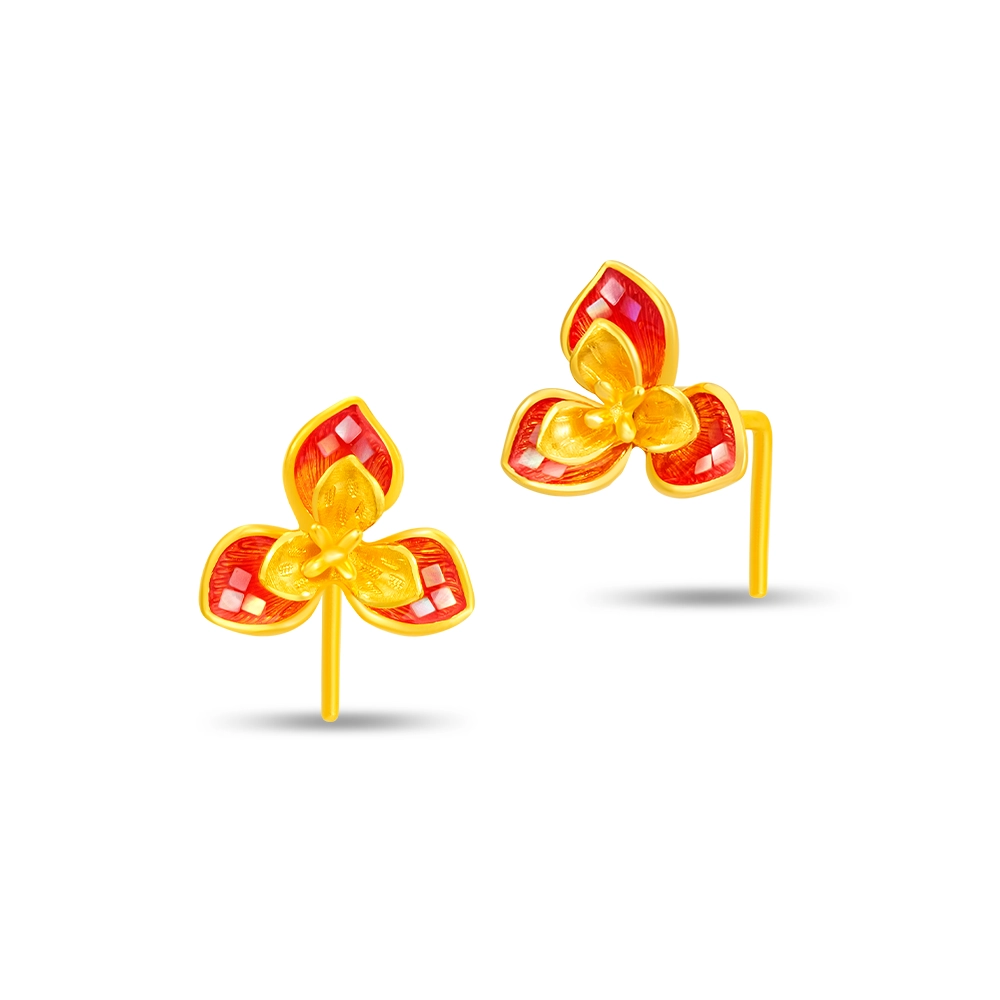 Jubilee Orchid Heritage 999 Pure Gold Earrings