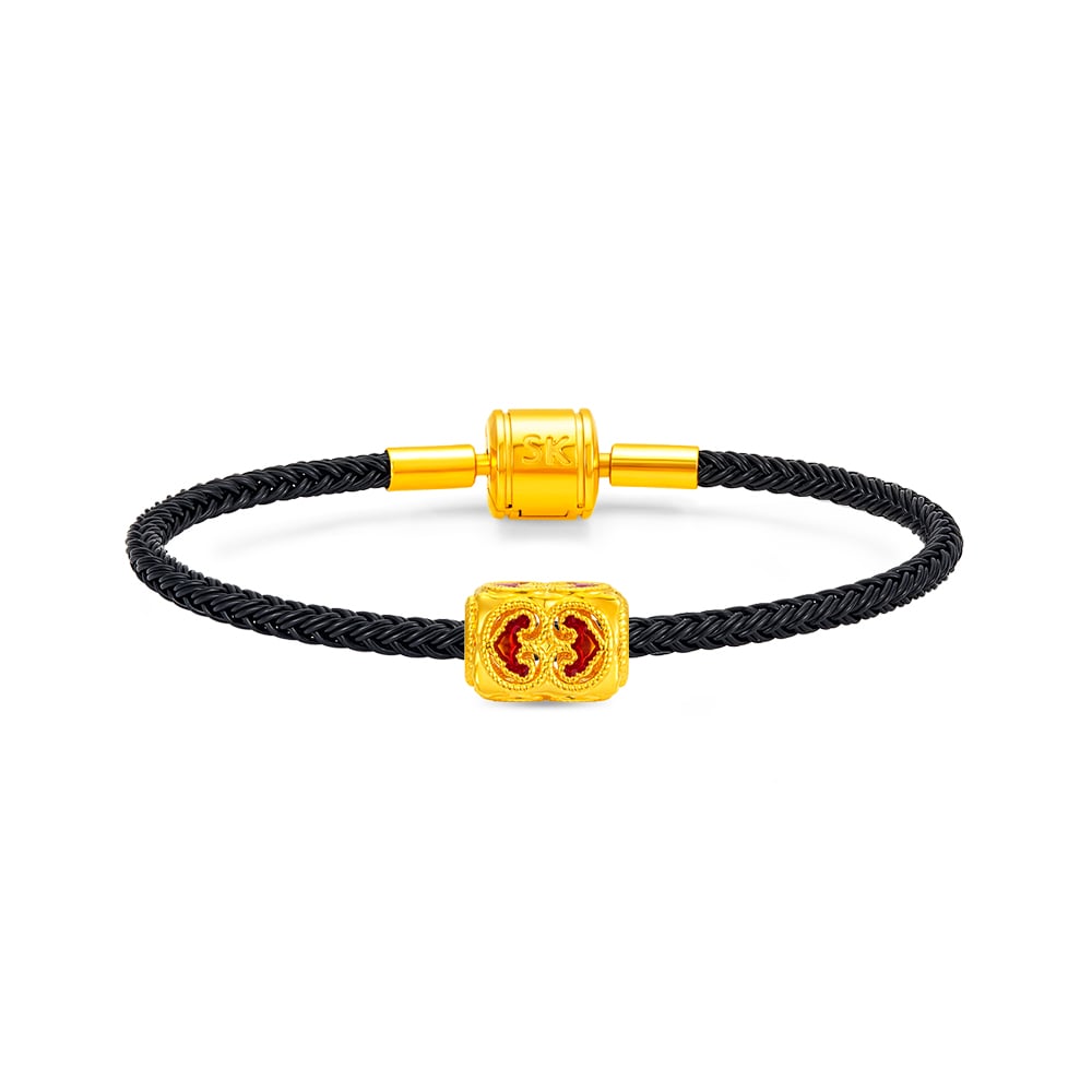 Double Ruyi 999 Pure Gold Charm Bracelet