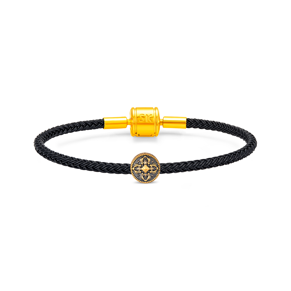 Noble Quatrefoil 999 Pure Black Gold Charm in 999 Pure Gold - SK Jewellery