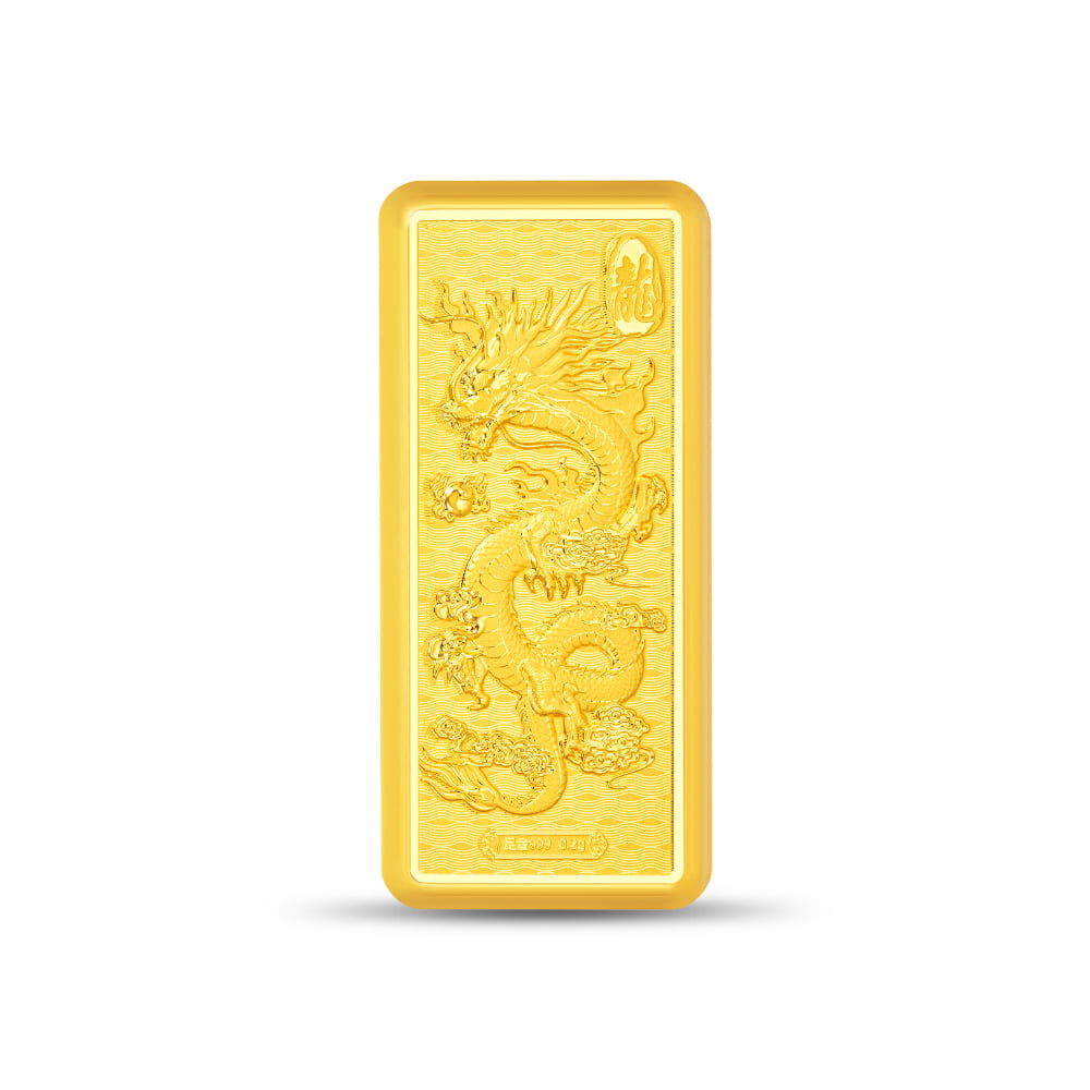 Double Dragon Phoenix 999 Gold Bars (0.4g) in 999 Pure Gold - SK Jewellery