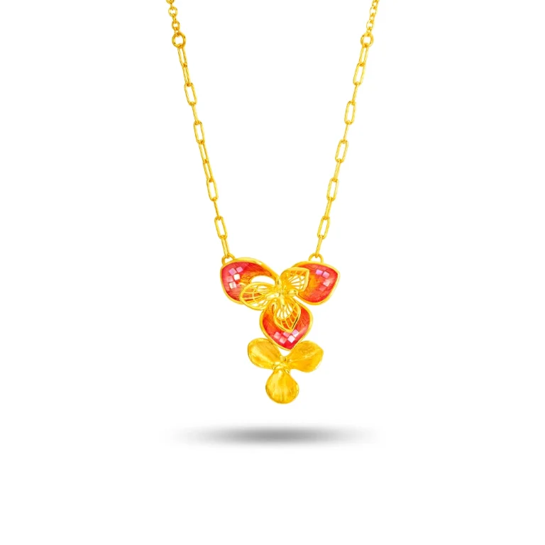Jubilee Orchid Grace 999 Pure Gold Necklace