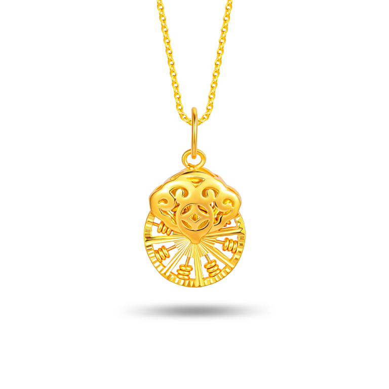 Ruyi Fortune Wheel Abacus 999 Pure Gold Pendant