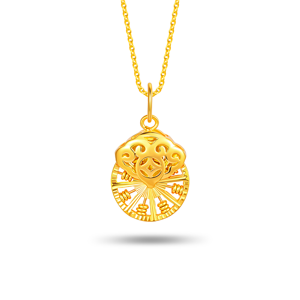 Ruyi Fortune Wheel Abacus 999 Pure Gold Pendant in 999 Pure Gold - SK Jewellery