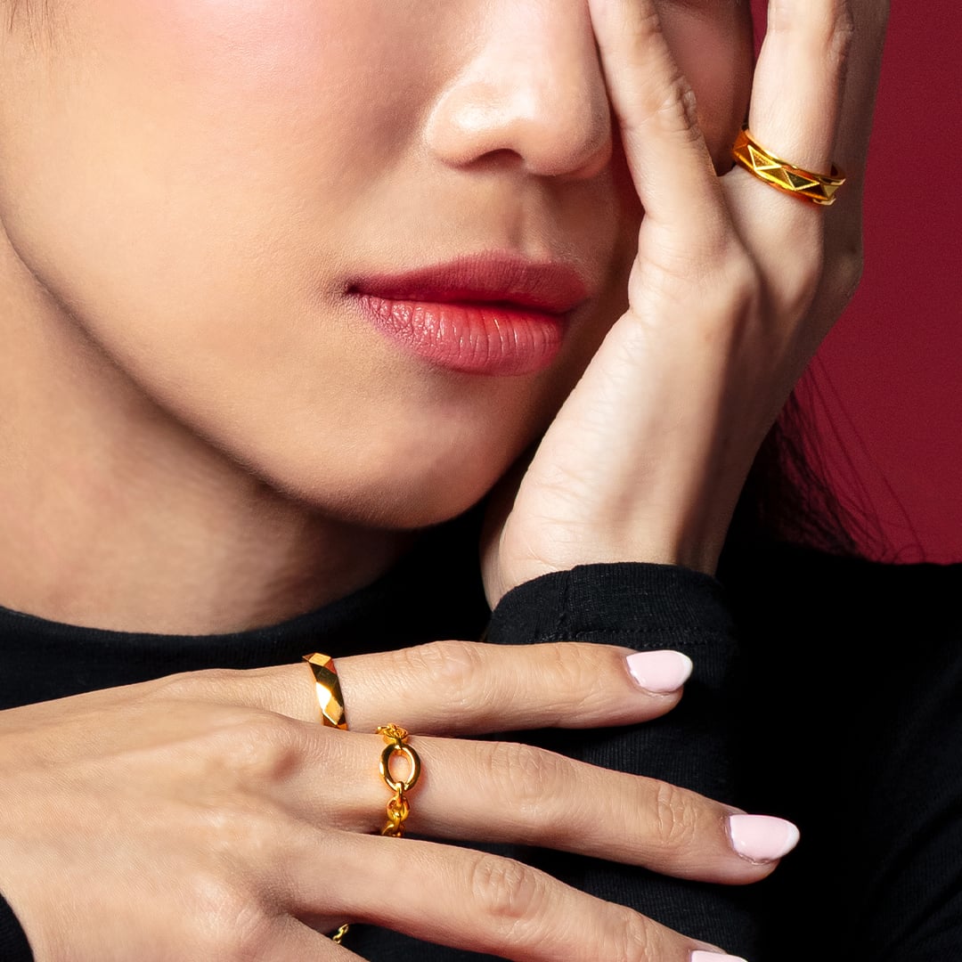 Rhombus Radiance 999 Pure Gold Ring in 999 Pure Gold - SK Jewellery