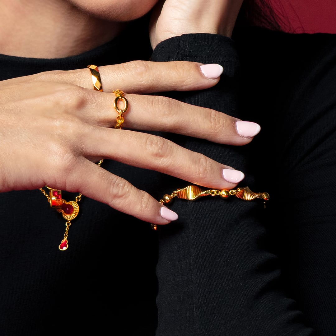 Rhombus Radiance 999 Pure Gold Ring in 999 Pure Gold - SK Jewellery