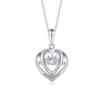 SK Jewellery Star Carat Starlett Eternity Heart Dancing Star 10k white gold Diamond Pendant & diamond necklace for women. Comes with 10k white gold Chain