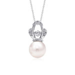SK Jewellery Alvisa Pearl Necklace Pendant with diamonds made in 10k white gold