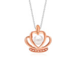 SK Jewellery Royal Crown Pearl Necklace Pendant in 10k rose gold
