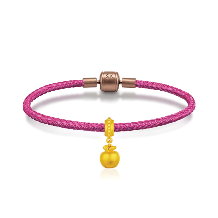 SK Jewellery 999 Pure Gold Apple Drop Charms Bracelet