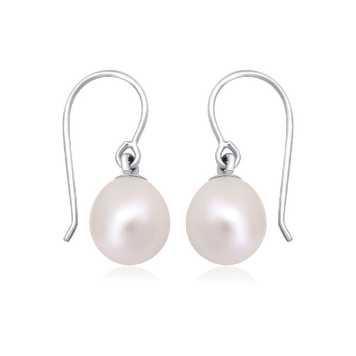 SK Jewellery Simple Love Pearl Earrings in 10k white gold